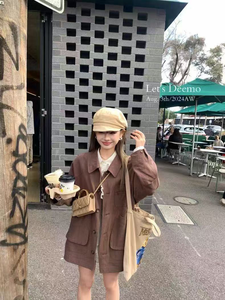 老钱风汉麻单层垂感中长款工装风衣外套