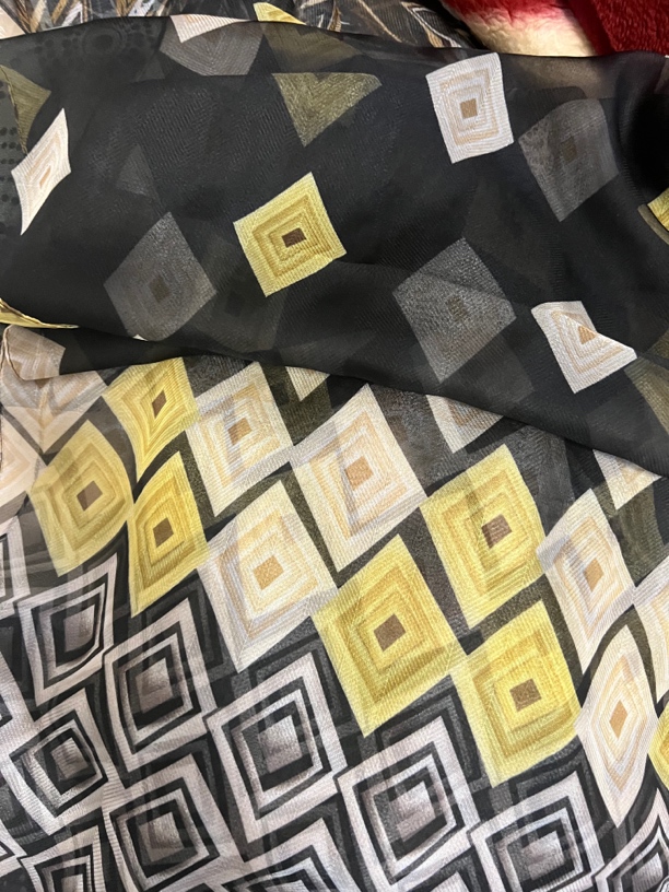 【时髦菱块黄】薄款长巾飘带质感百搭时尚飘带条巾