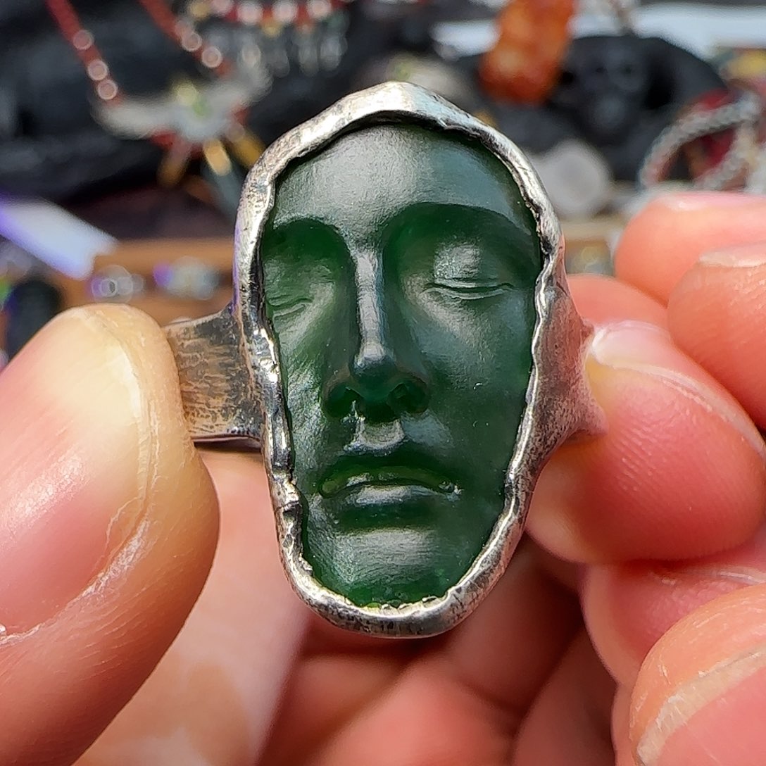 ****希翡翠银S925镶嵌戒指