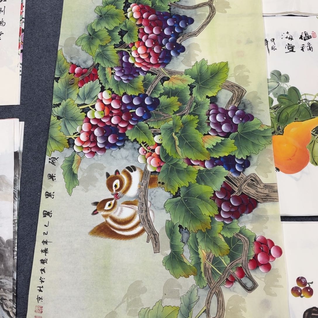 阿***哲国画140×70精品工笔葡萄手绘画画画