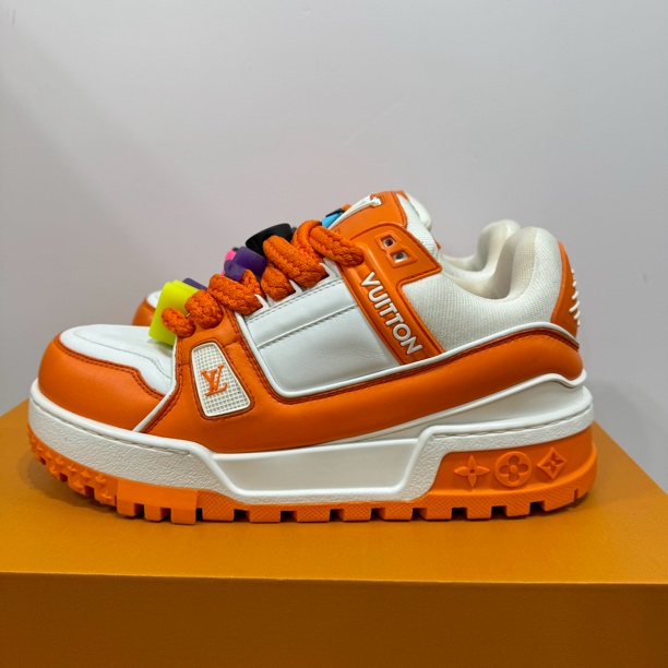 99新 LouisVuitton/路易威登 39.5码 trainer 白橙胖丁 时尚板鞋