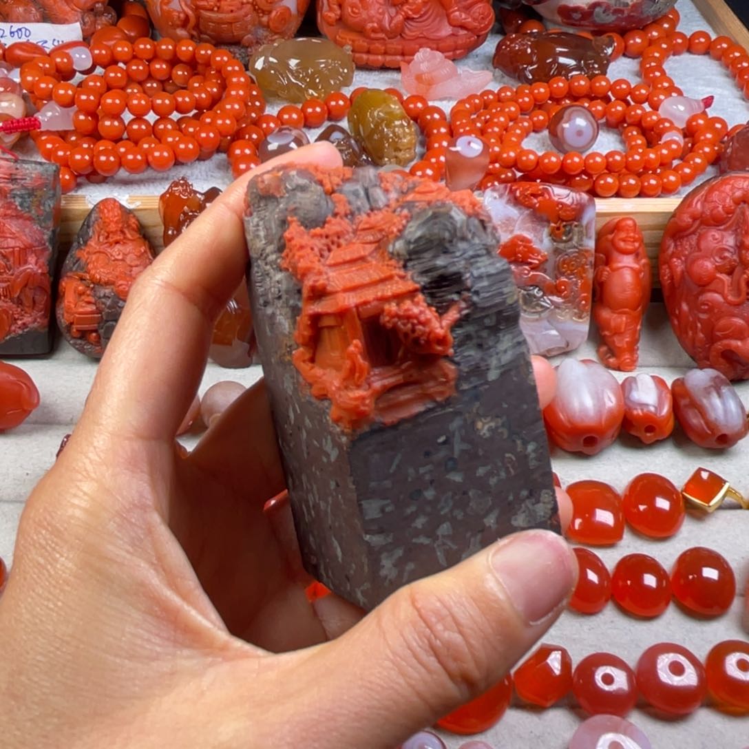 南红玛瑙天然原矿杨柳冰菊把把壶未镶嵌世*哥