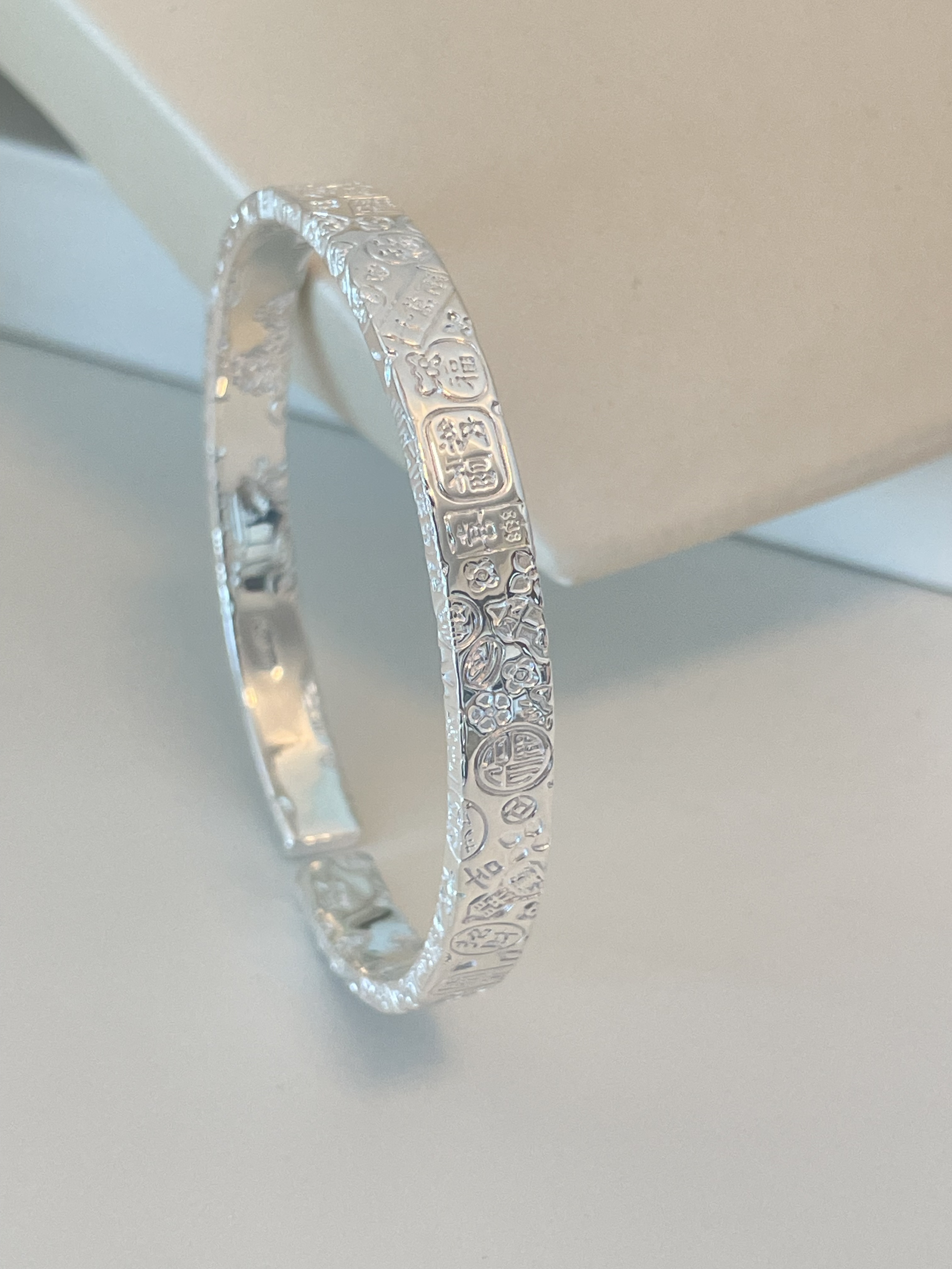 足银手镯  吉言实心开口满纹民族风复古男女款手环带证书