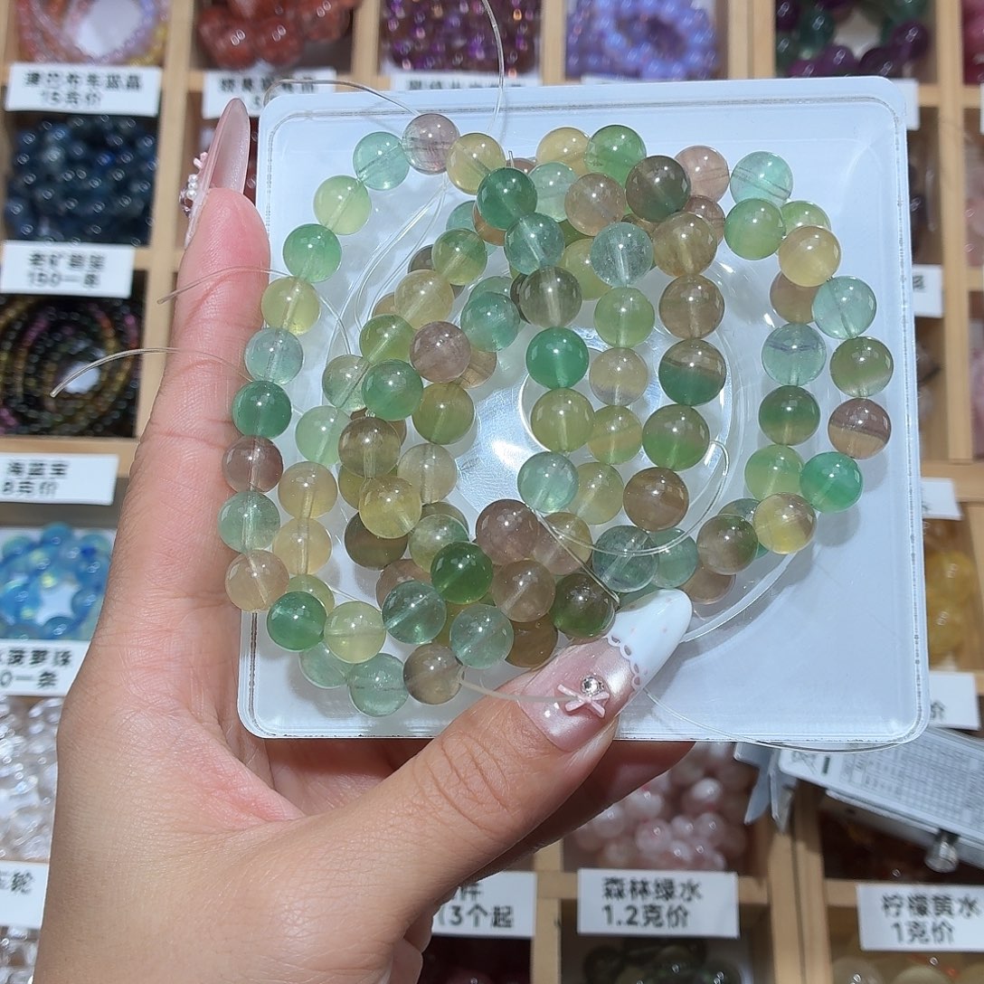 未镶嵌水晶手链青苹果绿萤石9m