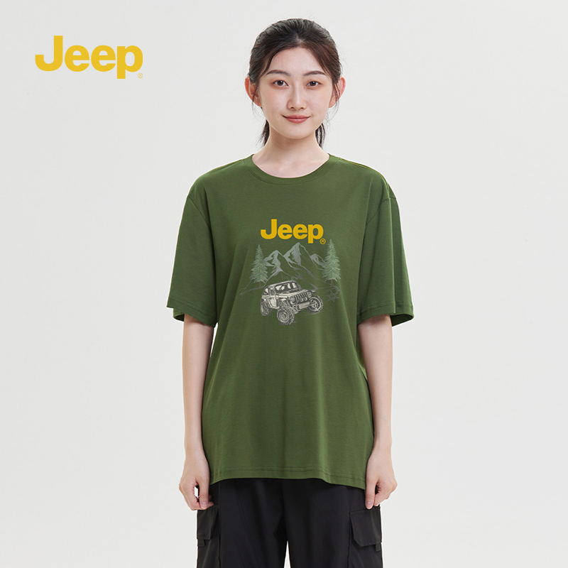 jeep吉普短袖夏季青少年T恤印花户外休闲卡通春季情侣百搭运动
