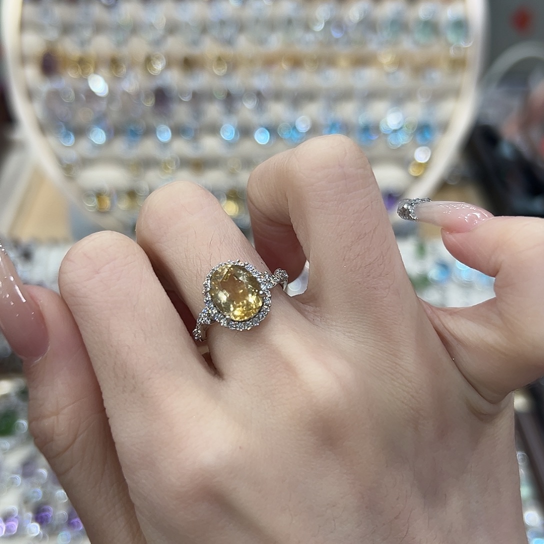 九****黄晶银S925镶嵌戒指