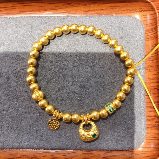 足金999锁包古法吊坠桶珠！宝