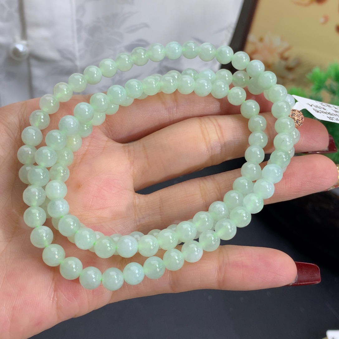 翡翠未镶嵌手串卡5.8胶润晴项链