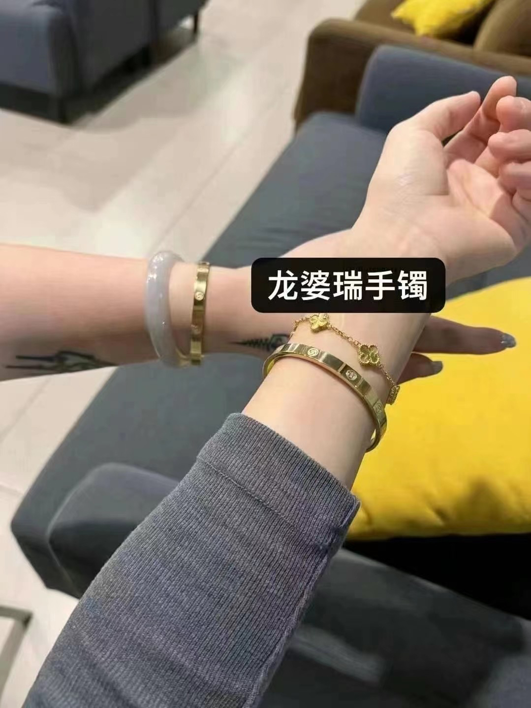 钛钢手镯 泰国龙婆瑞招米手镯 原喵镀金钛钢镀金手镯子 男女同款