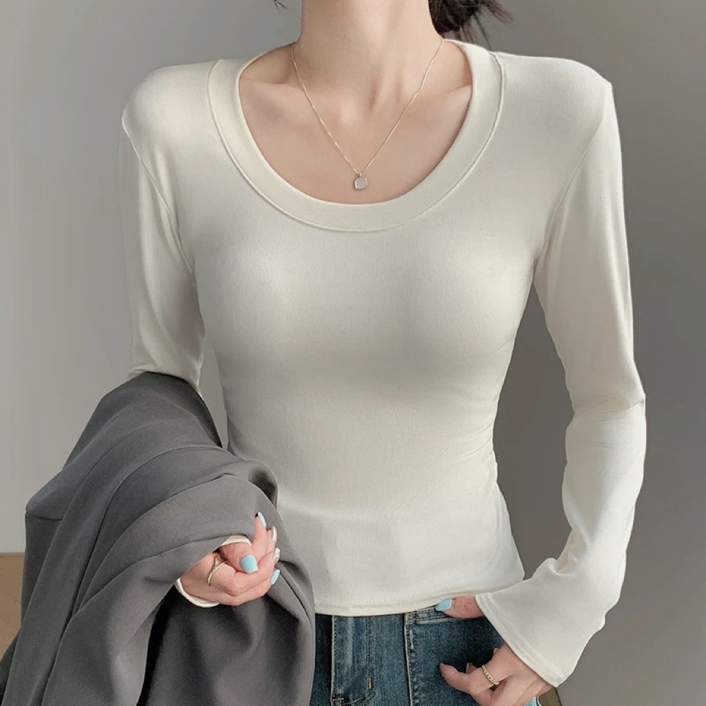 秋冬爆款圆领修身长袖打底衫女内搭T恤针织上衣百搭时尚韩版