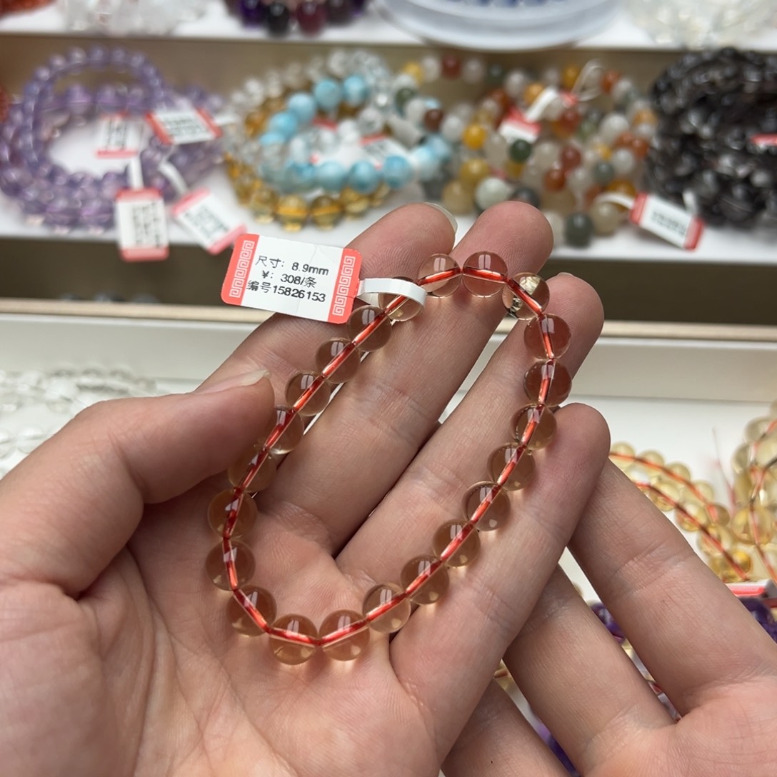 黄晶手链未镶嵌天然巴西全境黄水8.9