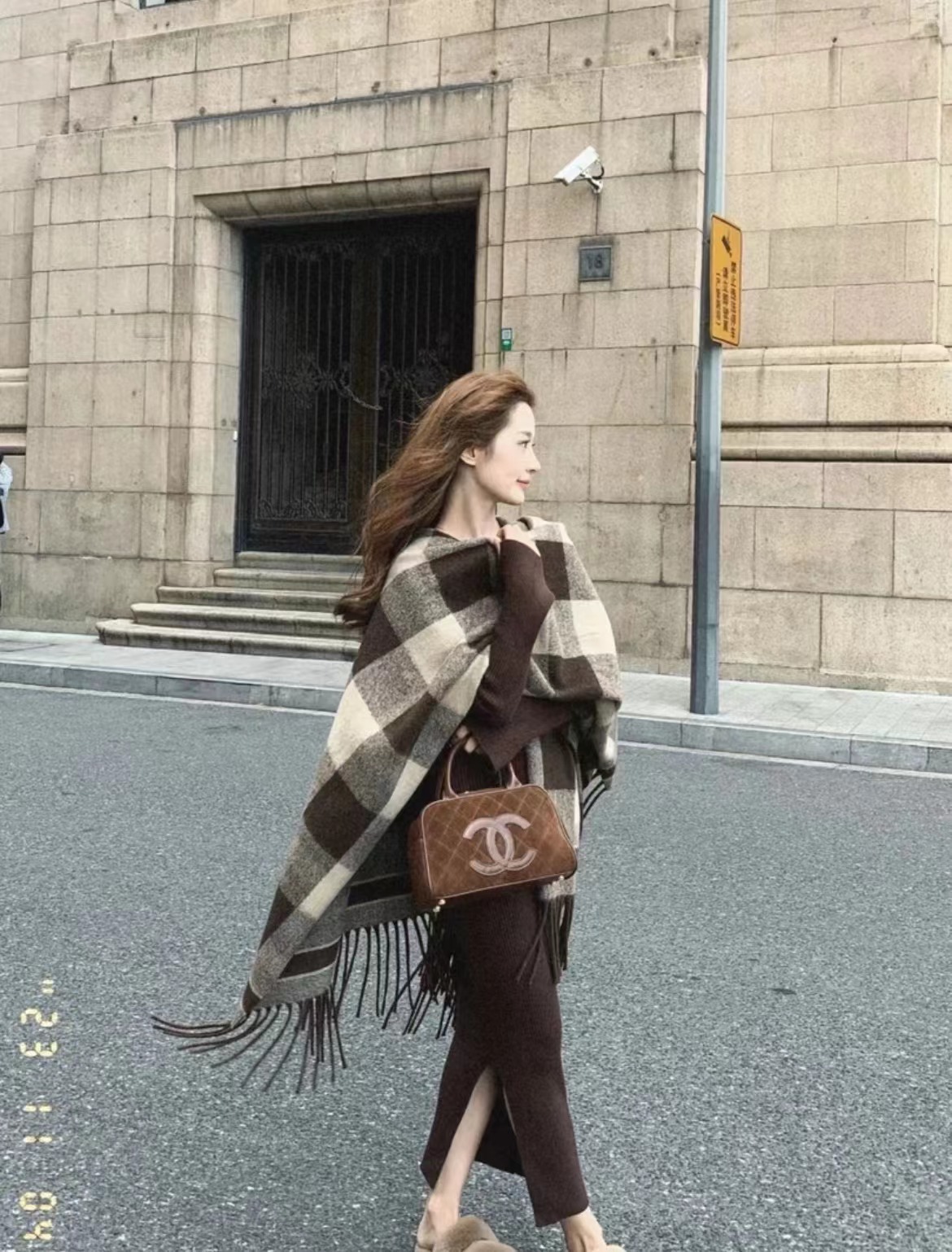 【美拉德】棋盘格卡其拼接格子披肩围巾高级气质时尚韩系长款T27