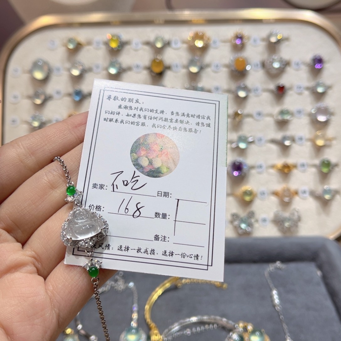 岫玉戒指银S925镶嵌不****菜