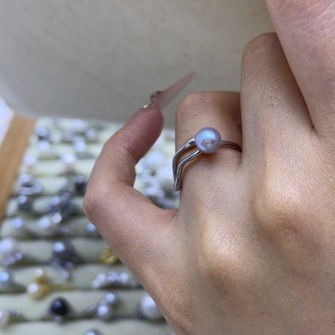 银S925镶嵌戒指海水珍珠