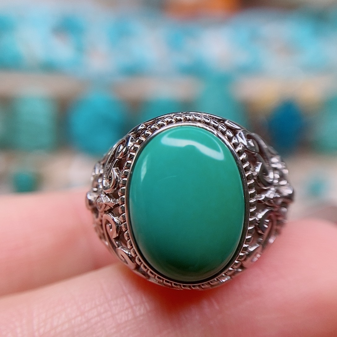 绿松石戒指银S925镶嵌