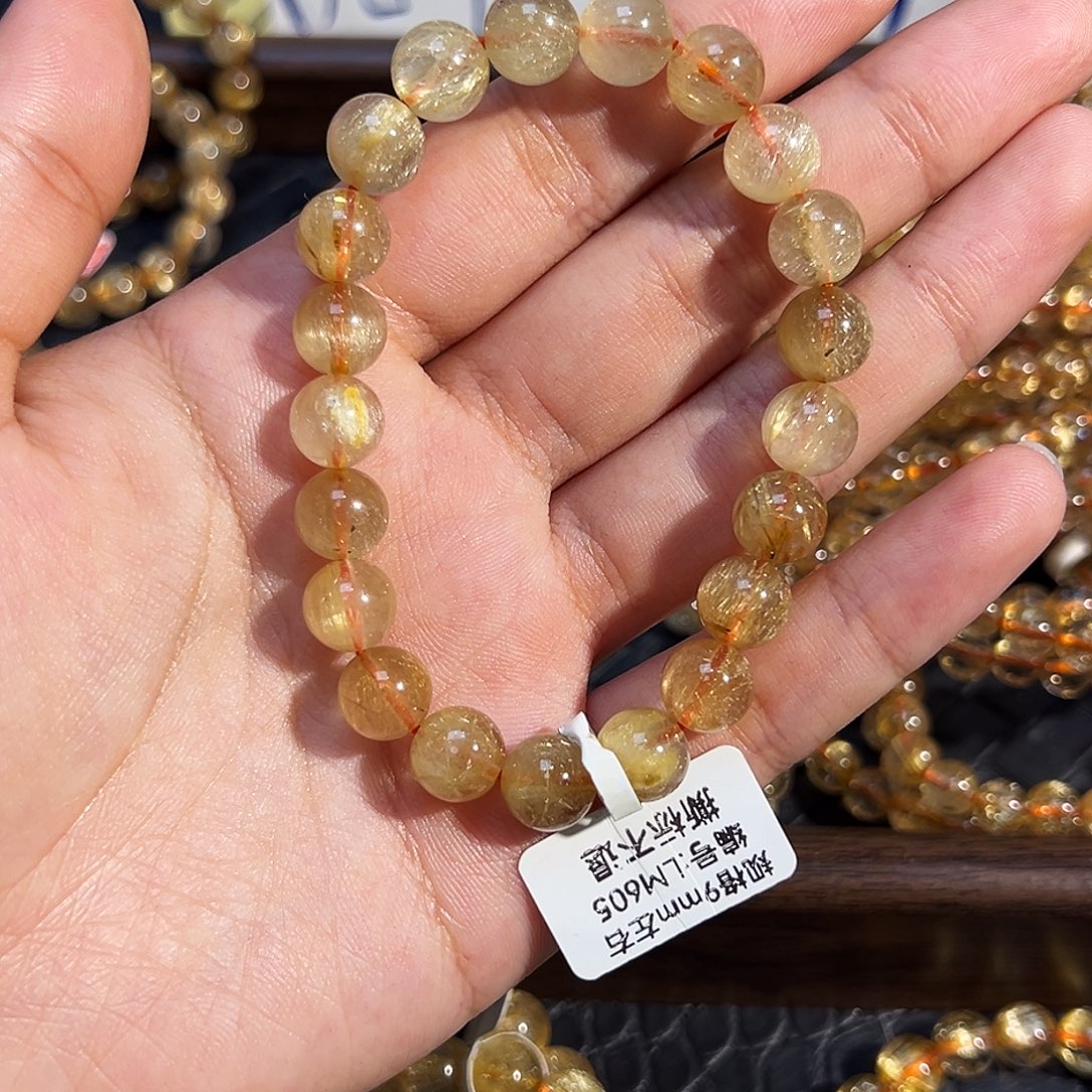 水晶手串未镶嵌天然金发晶