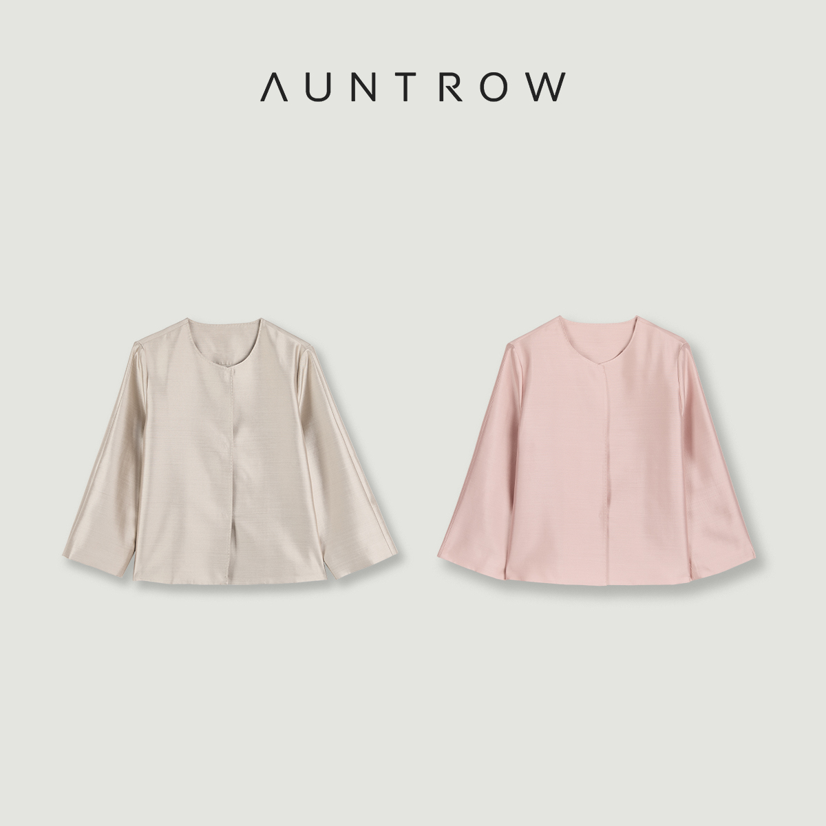 AUNTROW“金粉世家” 重磅桑蚕丝+澳毛 矜贵缎光手工拱针丝毛外套
