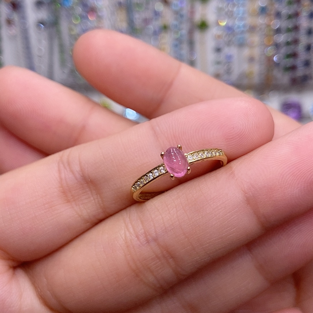 银S925镶嵌碧玺戒指