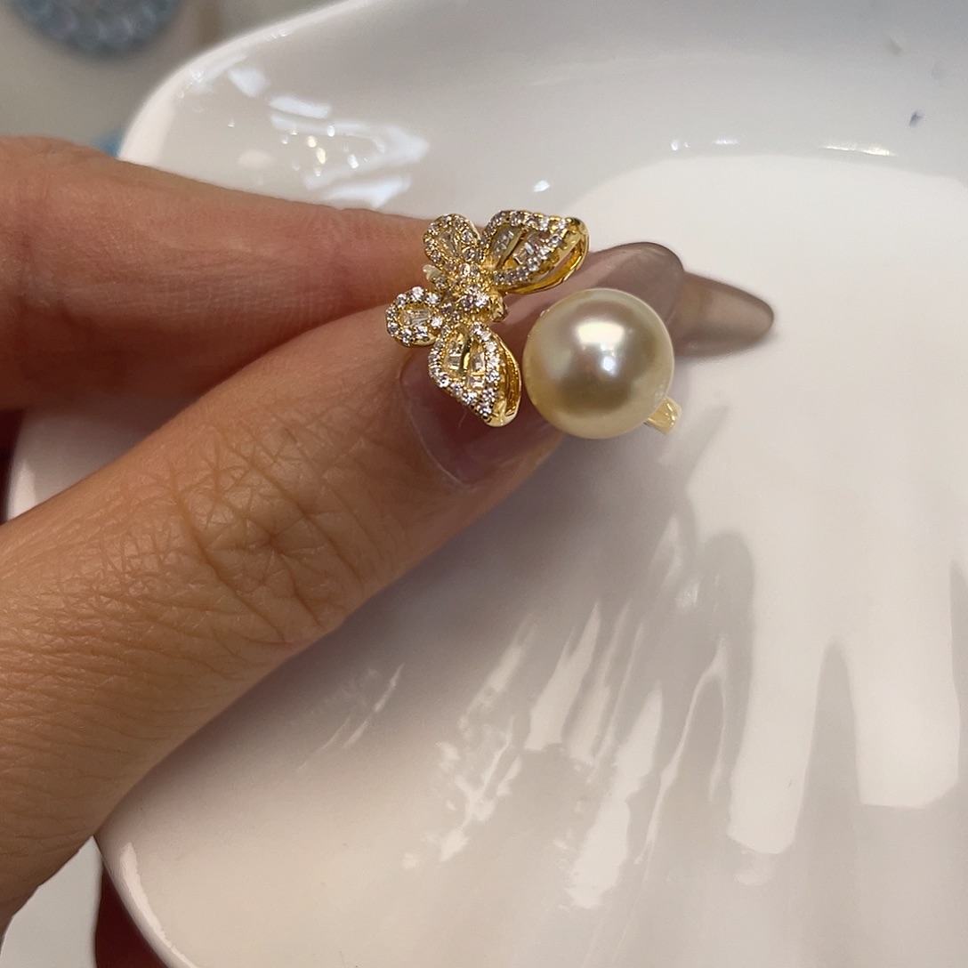 戒指银S925镶嵌海水珍珠