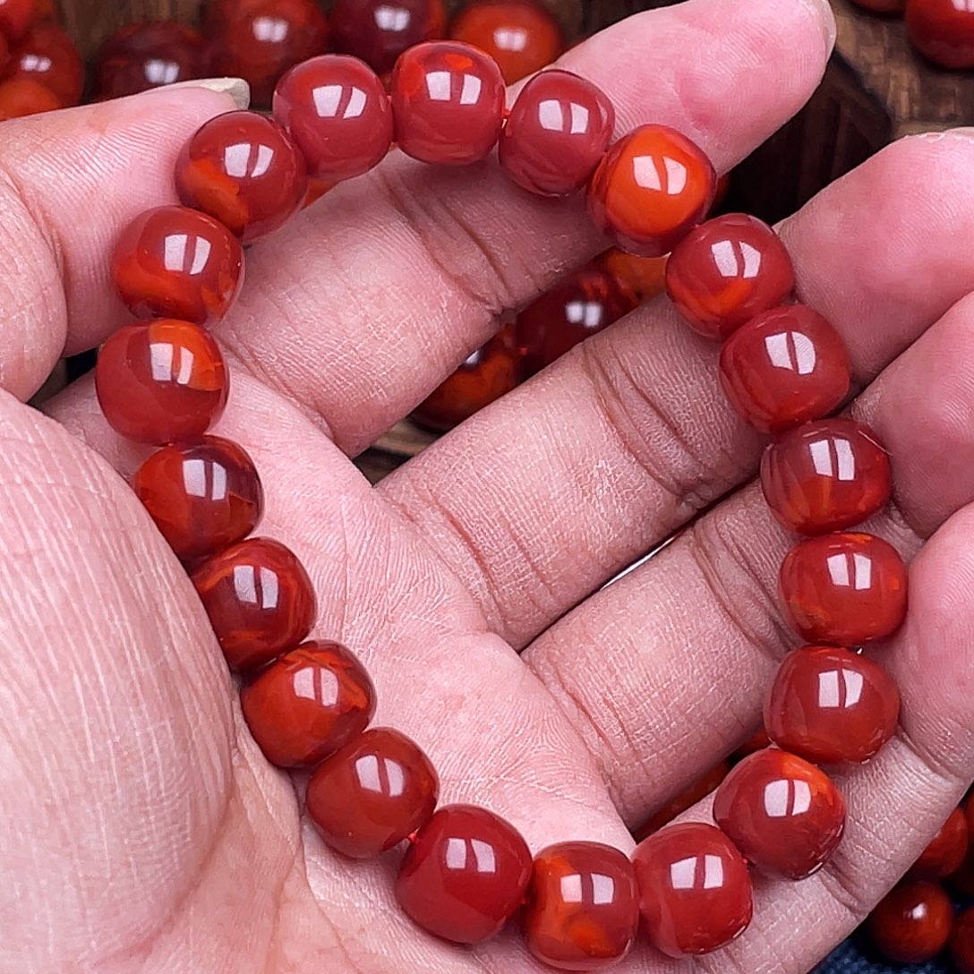 炎***枫南红玛瑙未镶嵌手链南红瓦西卡11老型原矿