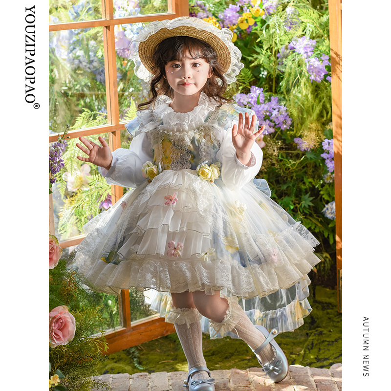 女童2026秋装新款四季洛丽塔连衣裙宝宝生日礼服超仙蓬蓬公主裙