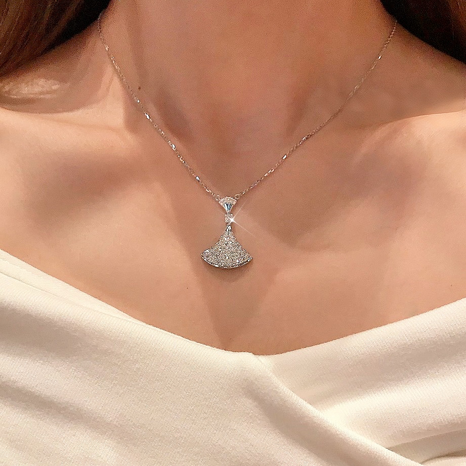 QANNA【白金裙子】【满钻大钻版】轻奢甜美风网红钻石锁骨链项链HD