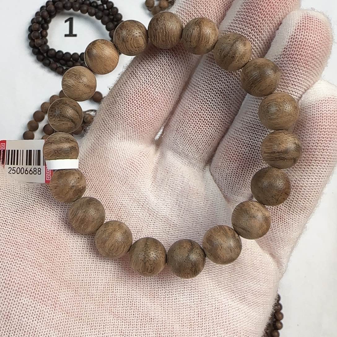 沉香手串1.1虎斑纹菩萨棋沉香手串孤品