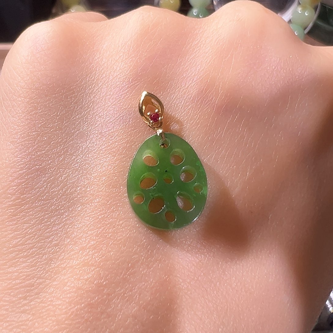 和田玉颈饰银S925镶嵌