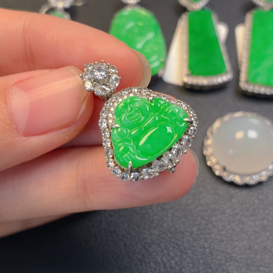 贝***贝翡翠银S925镶嵌吊坠(不含链)