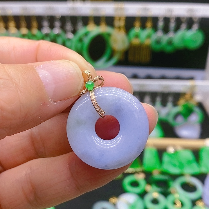 翡翠吊坠(不含链)18K金镶嵌吊坠