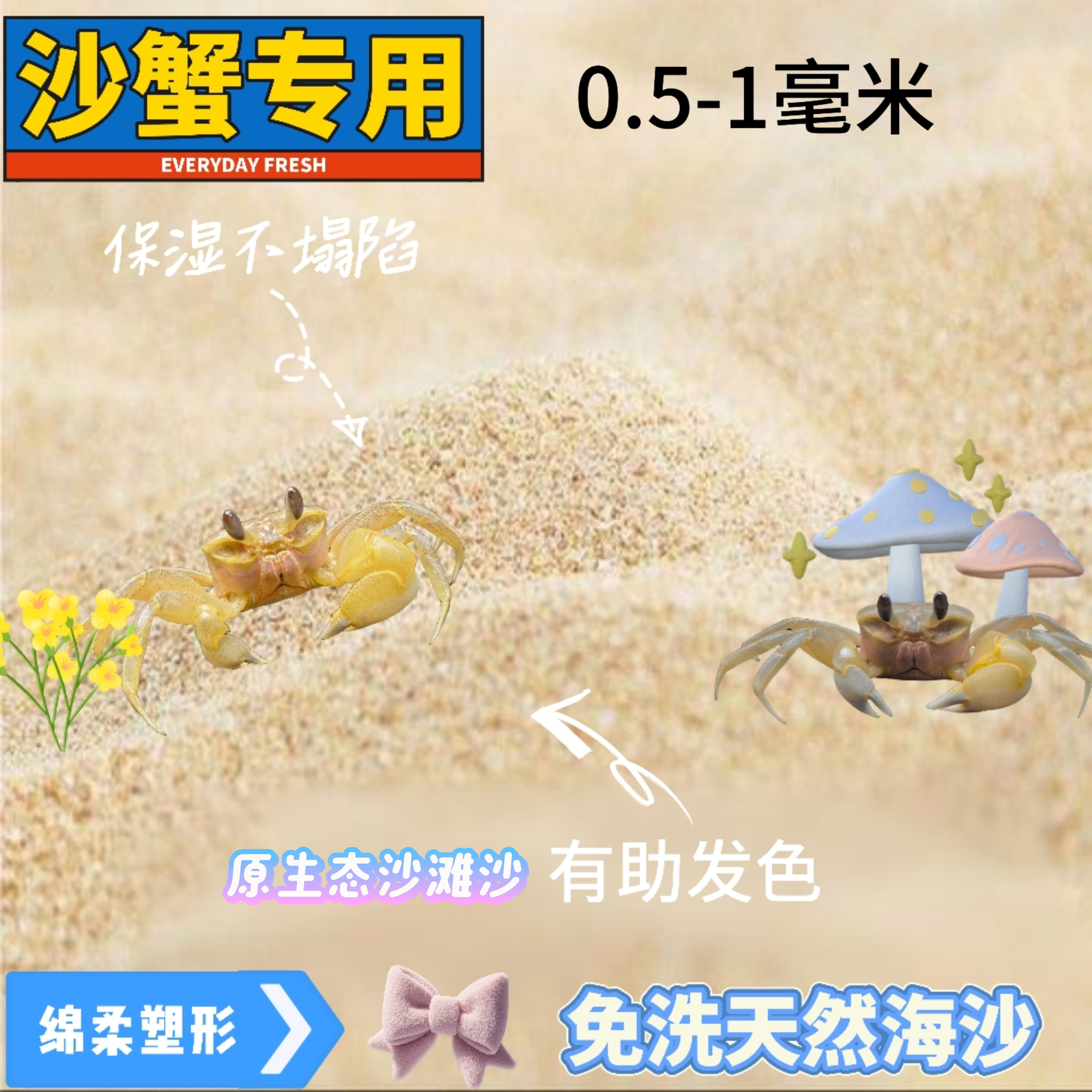 免洗天然生态海沙中华沙蟹专用沙适合乌龟寄居蟹开缸底砂用品爬宠