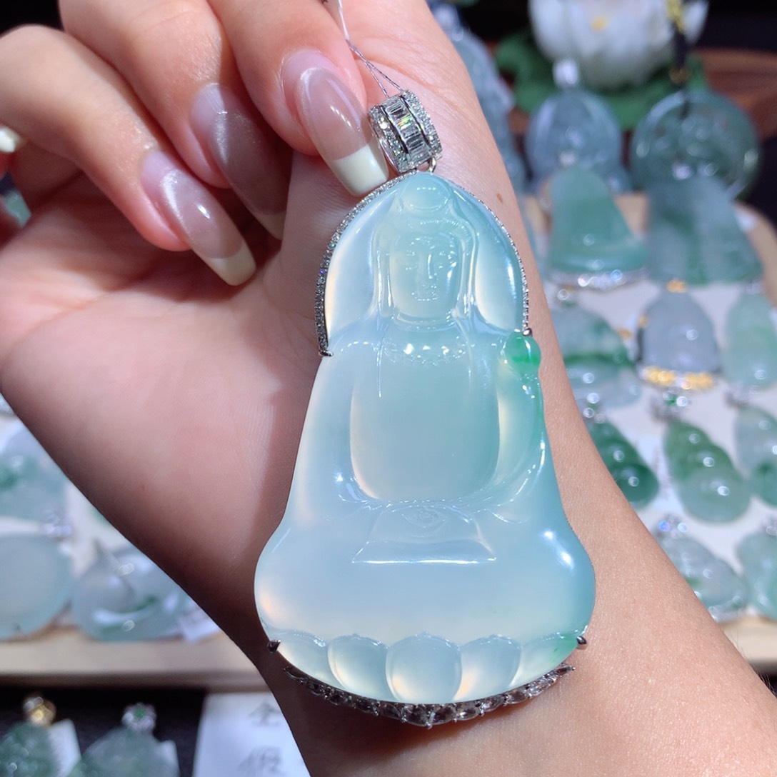 翡翠18K金镶嵌吊坠(不含链)
