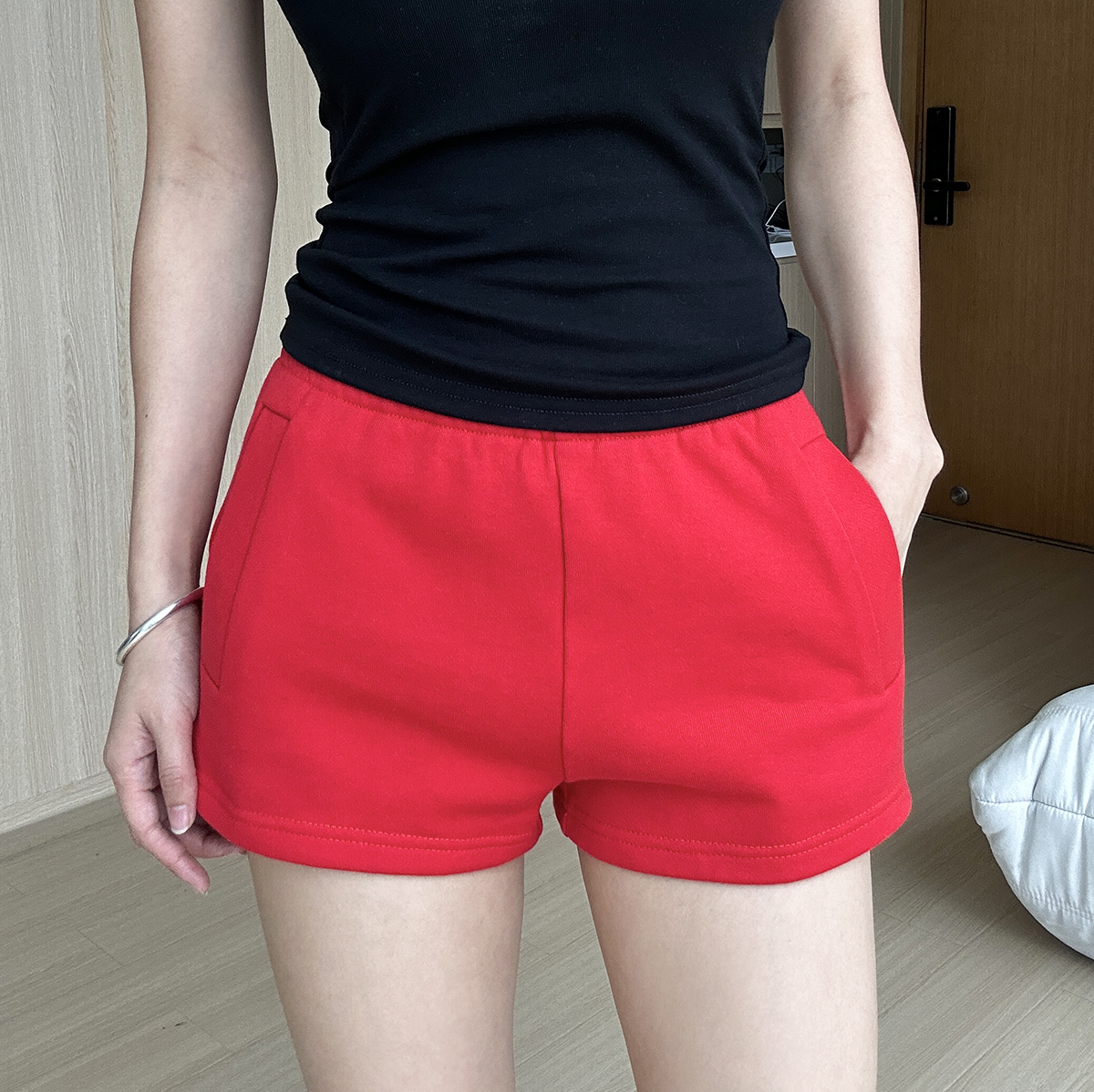 【Q】百搭高腰弹力卫衣毛圈棉卫裤女2024春夏新款短裤244221