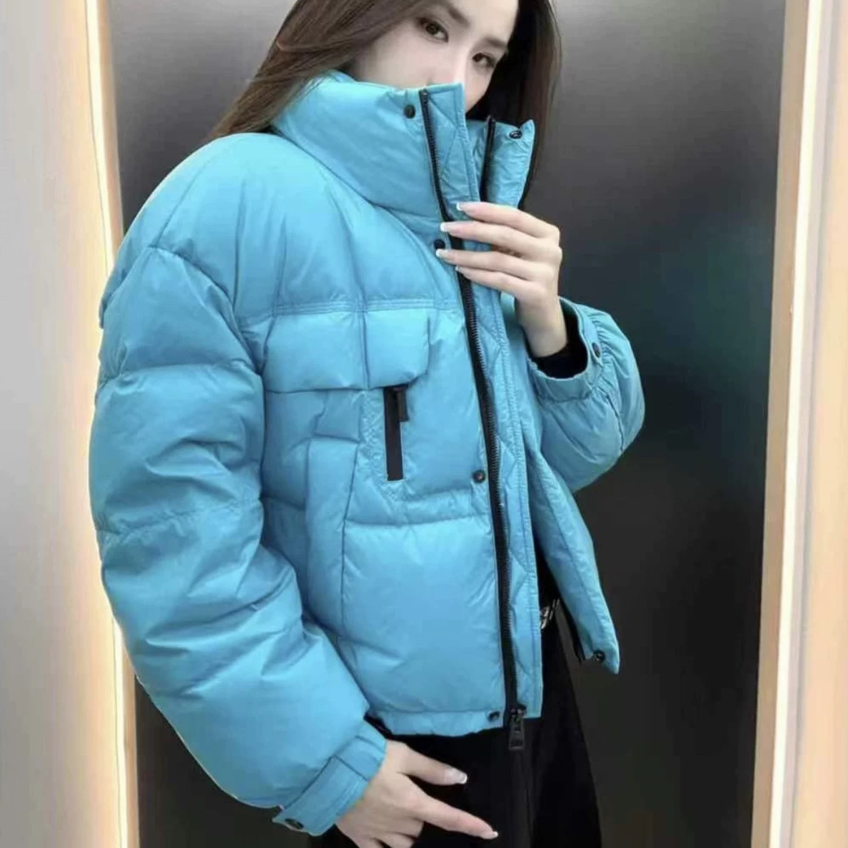 短款立领羽绒服女2025冬季新款韩版宽松减龄小个子白鸭绒保暖外套