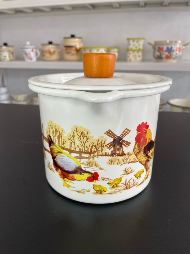 1.5L特厚家用新款密封油壶调味罐手绘多功能杯珐琅搪瓷带盖牛奶杯