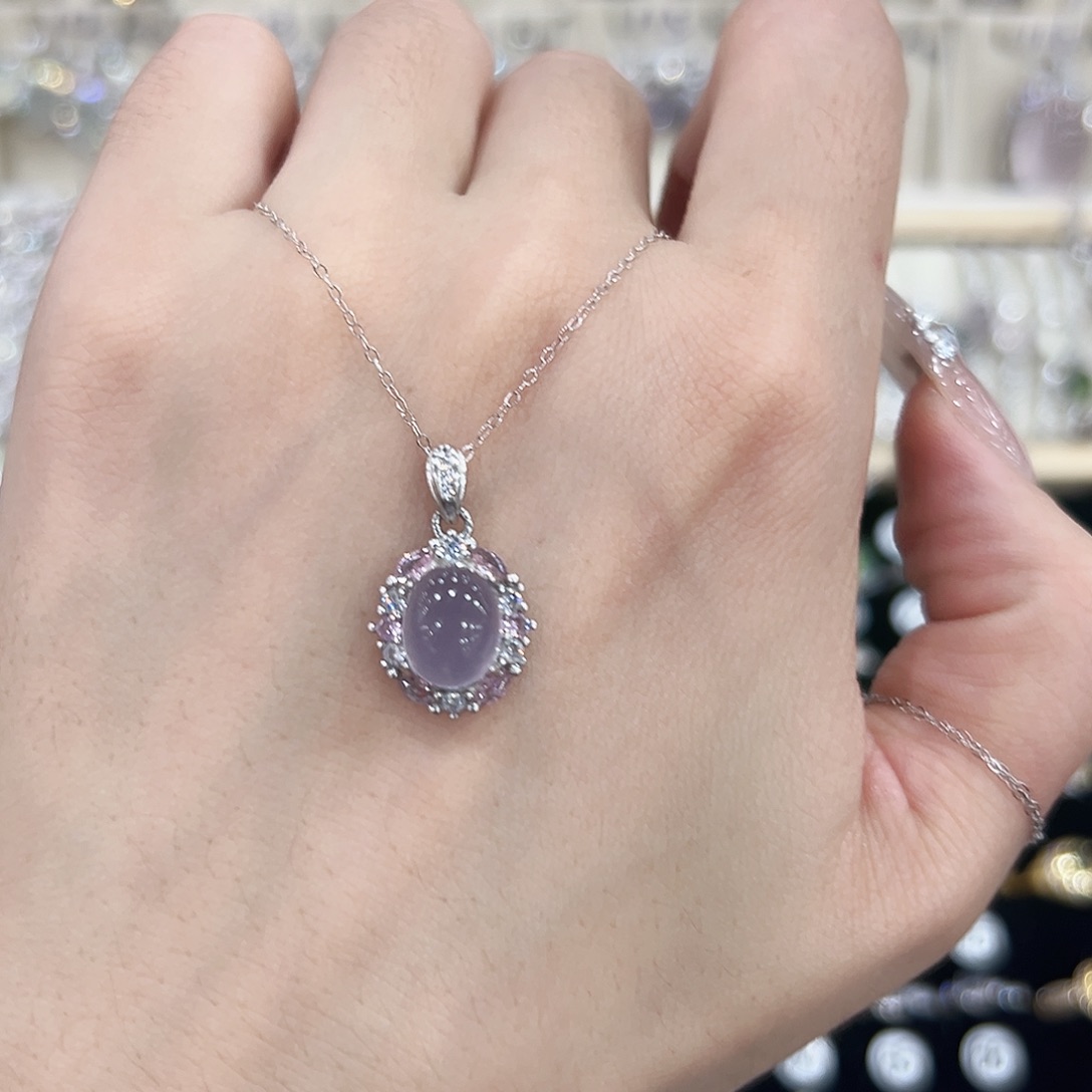 吊坠萤石银S925镶嵌