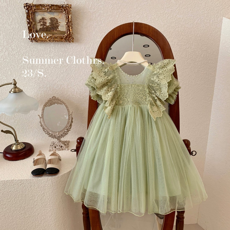 女公主裙夏季衬裙公主风连衣裙礼服夏款洋气泡泡袖女童宝宝韩版