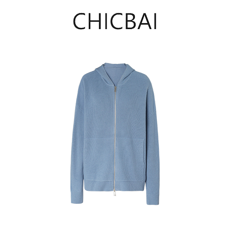 CHICBAI 重磅100%羊毛连帽开衫A625