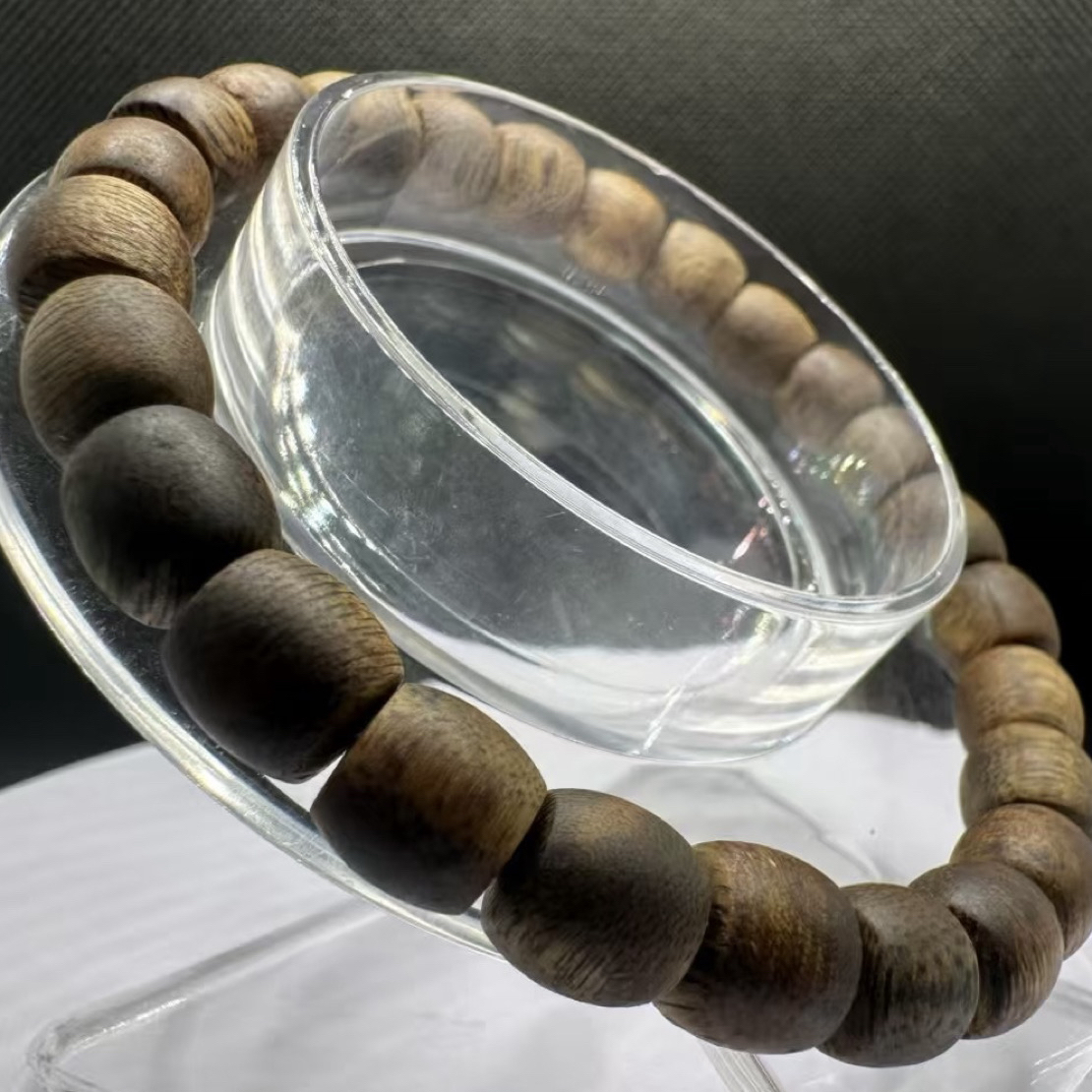 沉香沉香绿棋楠鼓珠9mm单圈手串