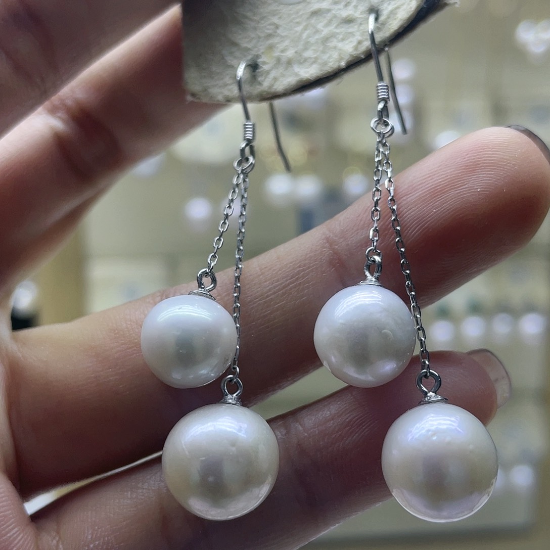 淡水珍珠耳饰银S925镶嵌