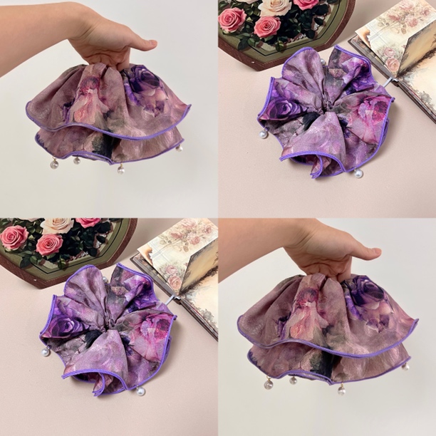 小众发饰 剪花香芋暗紫发圈(单算带)