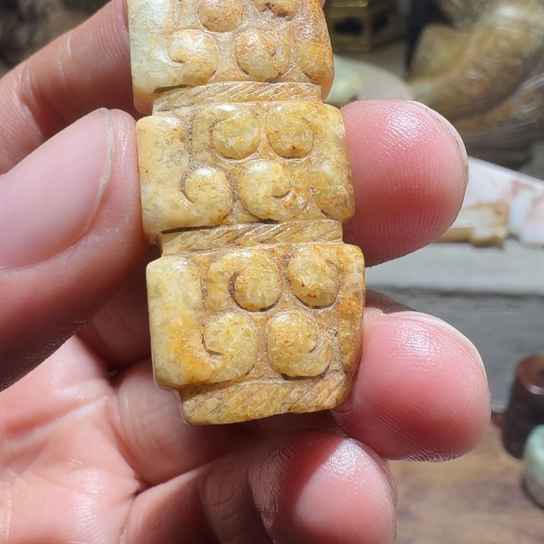 橘***~和田玉未镶嵌挂件