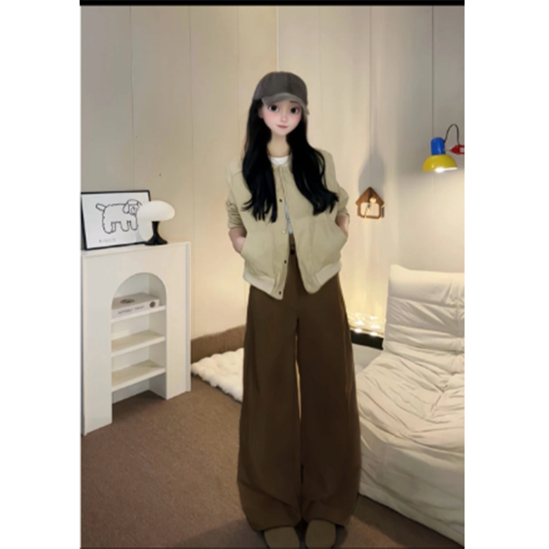 加绒加厚弯刀裤女2025秋冬百搭显瘦高腰宽松直筒阔腿休闲裤