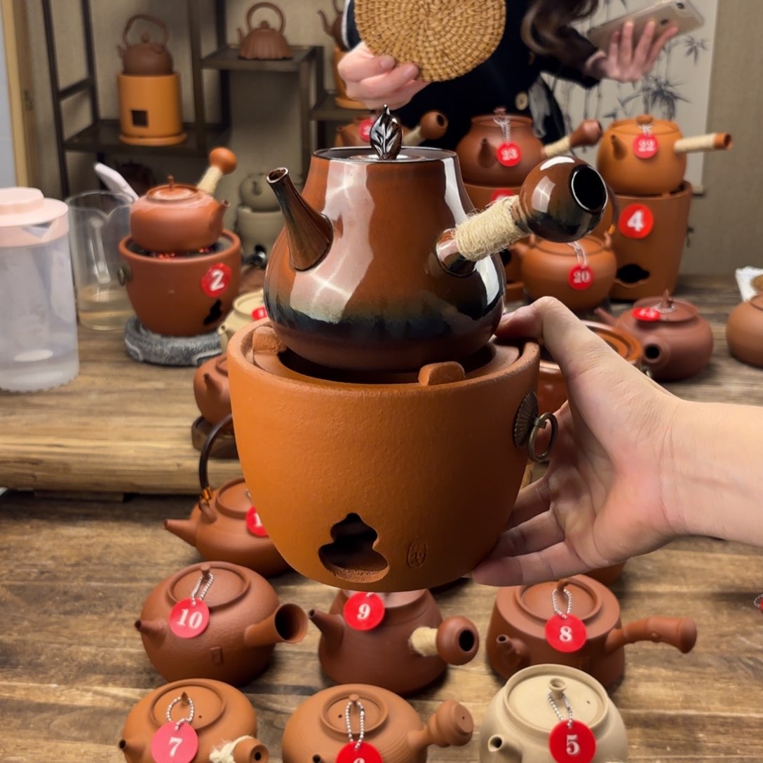 煮水煮茶甘甜 潮州砂铫壶 搭藤垫