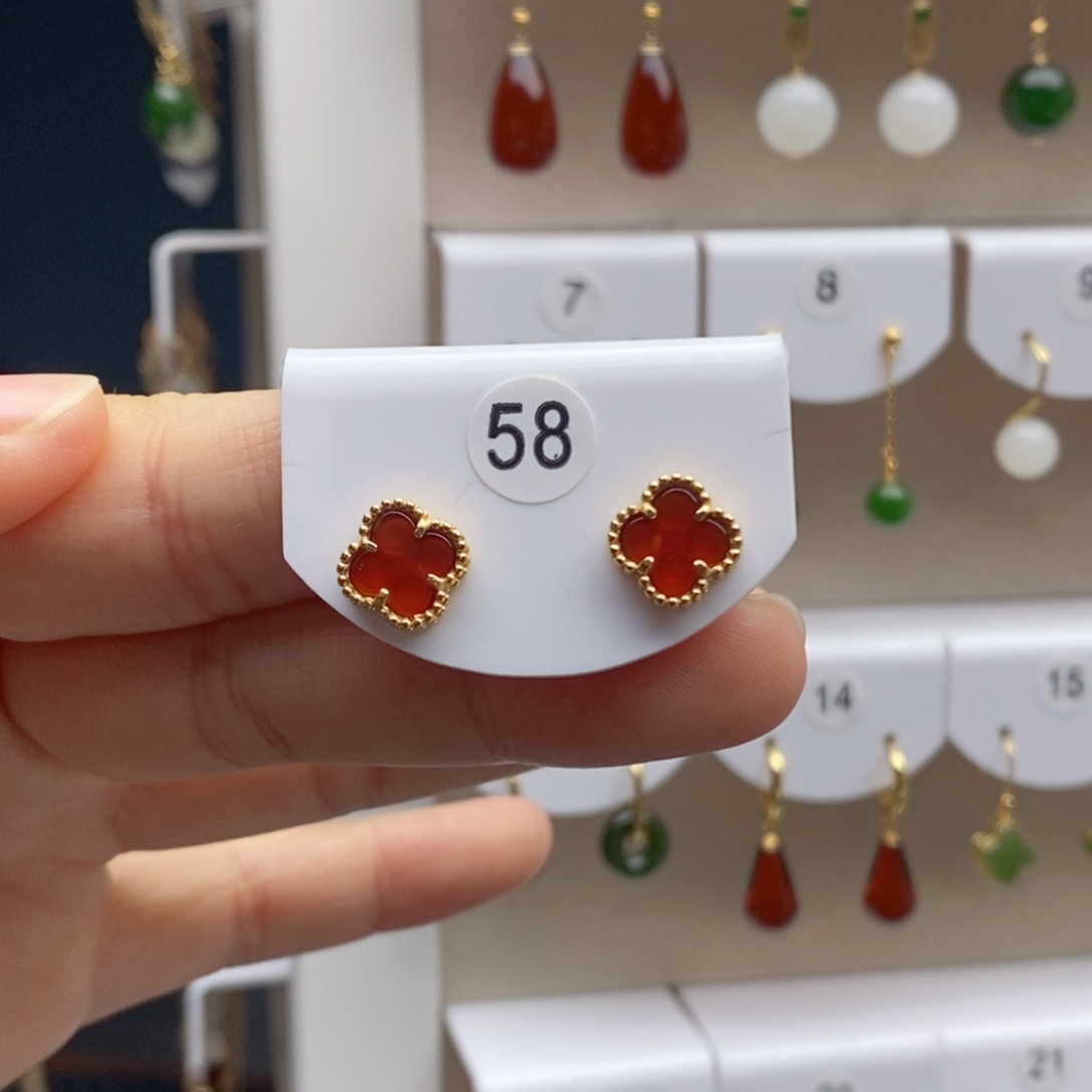 银S925镶嵌耳钉玛瑙/玉髓