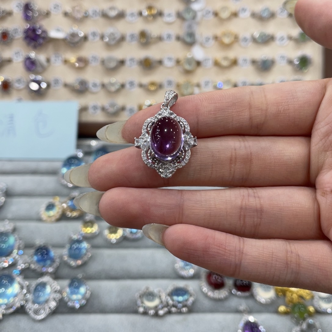 蛇纹石玉戒指吊坠项链银S925镶嵌R****r