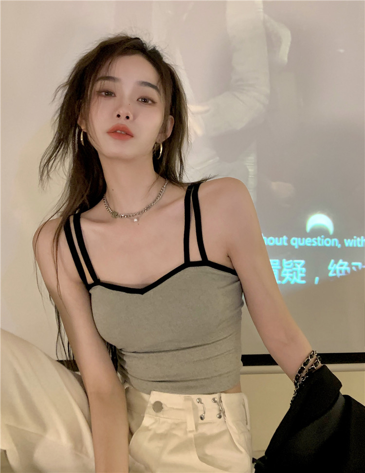 Y辣妹风女外穿带小胸显大设计感内搭别致美背打底上衣