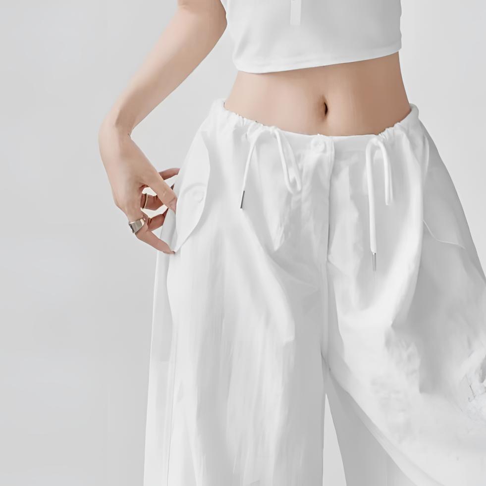 【绮梦】美式复古工装阔腿宽松bf慵懒风休闲束脚裤高腰直筒时尚夏季