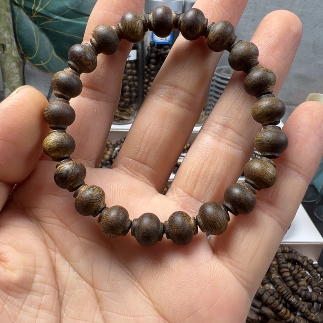 沉香沉香碎屑奇楠沉香卡9单圈灯笼珠