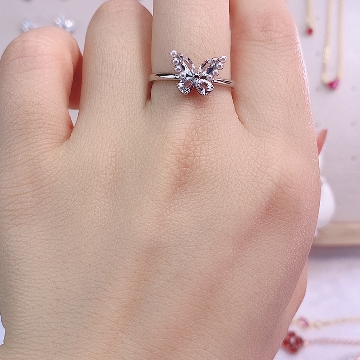 海蓝宝石戒圈银S925镶嵌